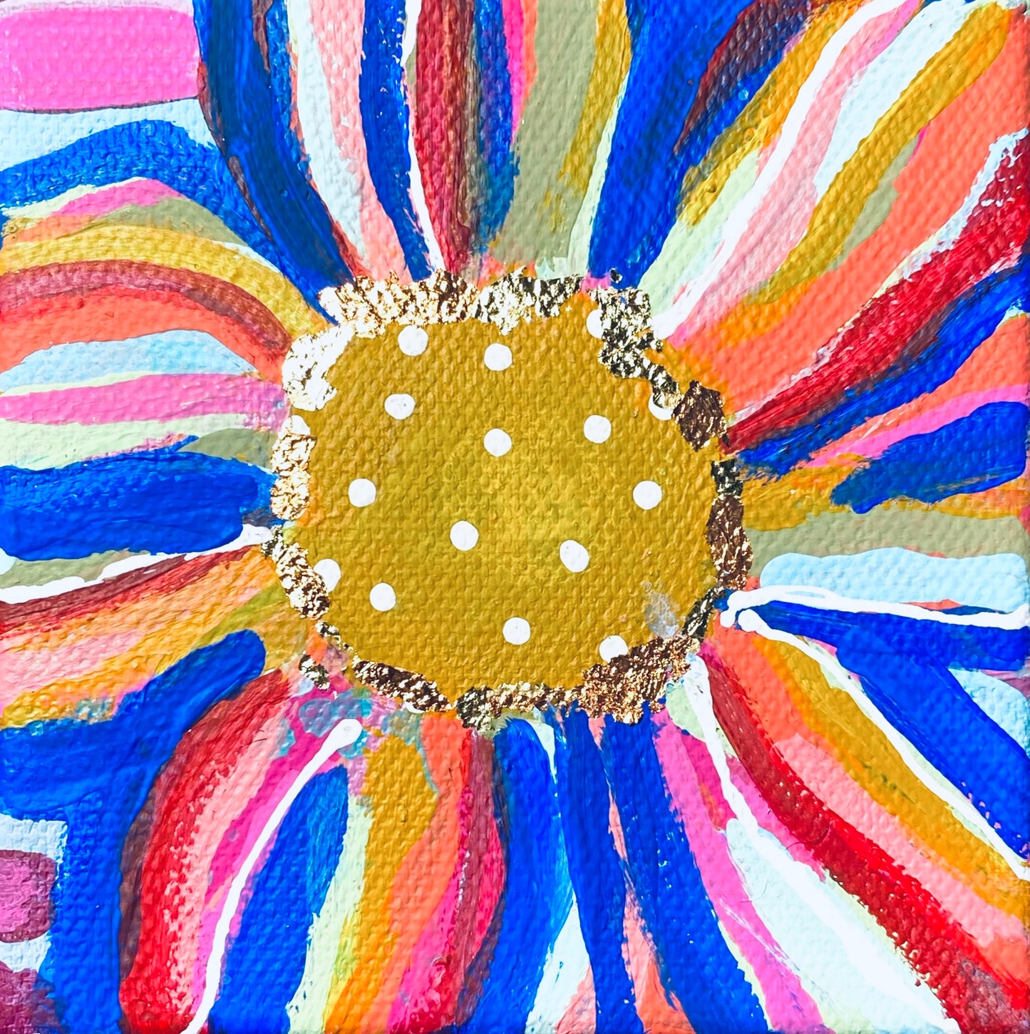 Little Happy Flower Painting 4x4”