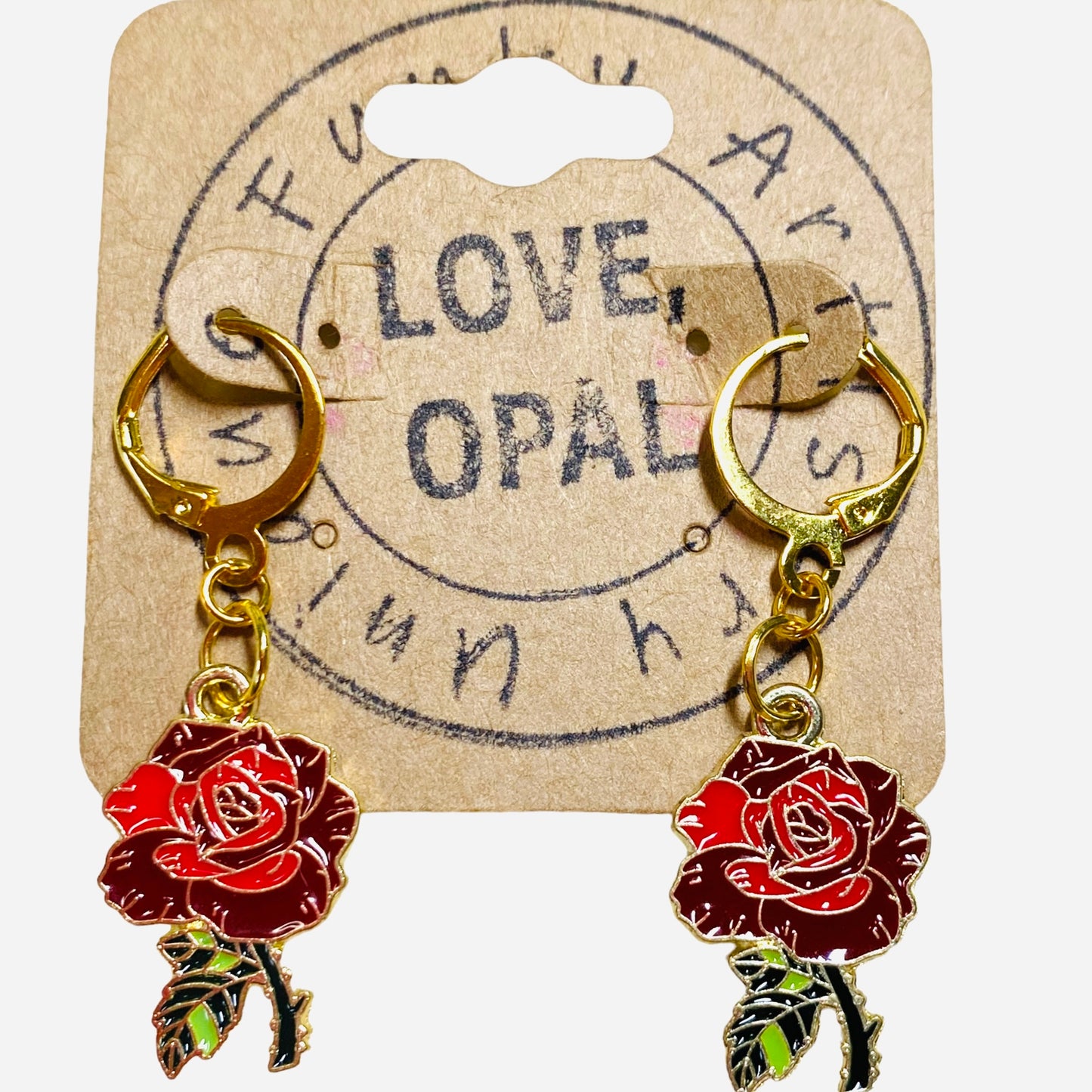 Red Rose Dangle Earrings