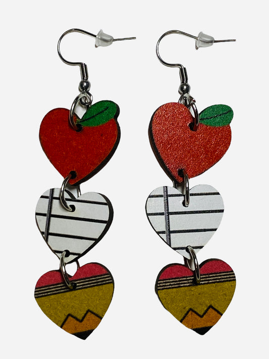 Apple, Paper and Pencil Earrings