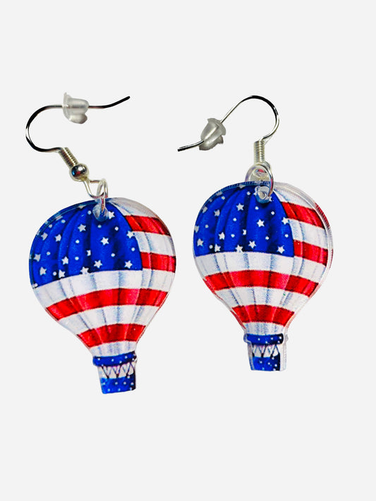 American Flag Hot Air Balloon Earrings