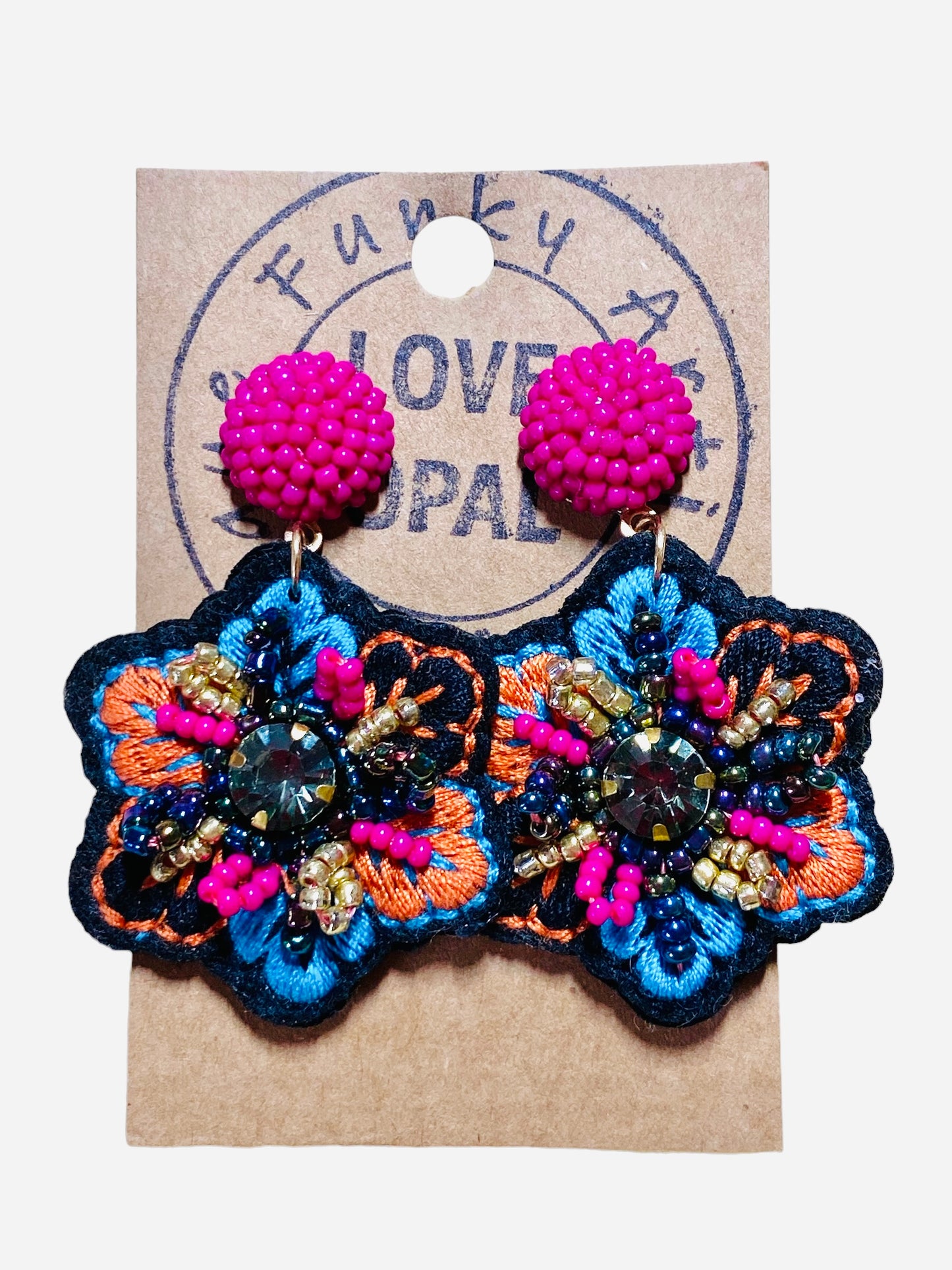 Embroidered Flower Earrings