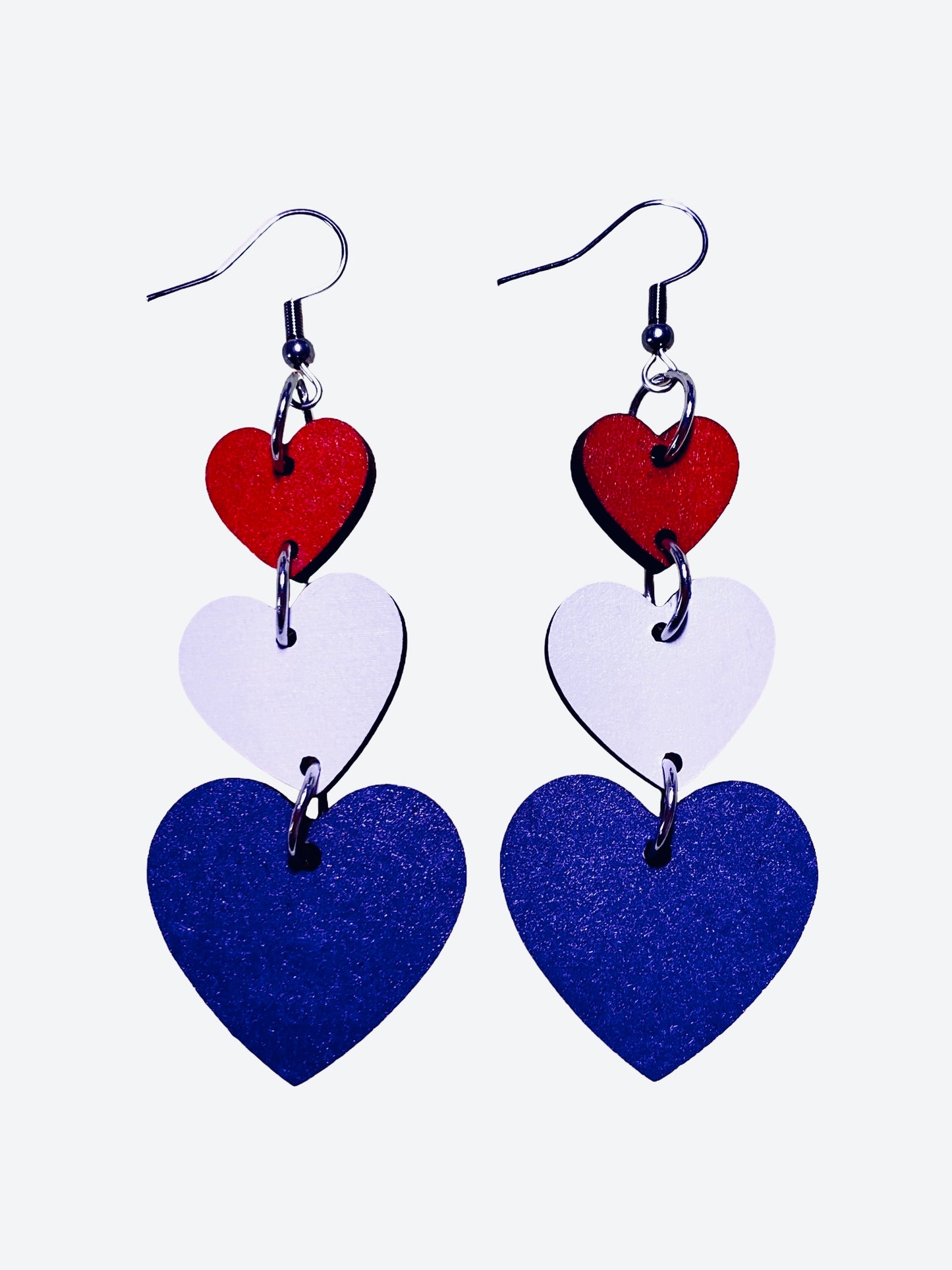 RWB Heart Dangle Earrings