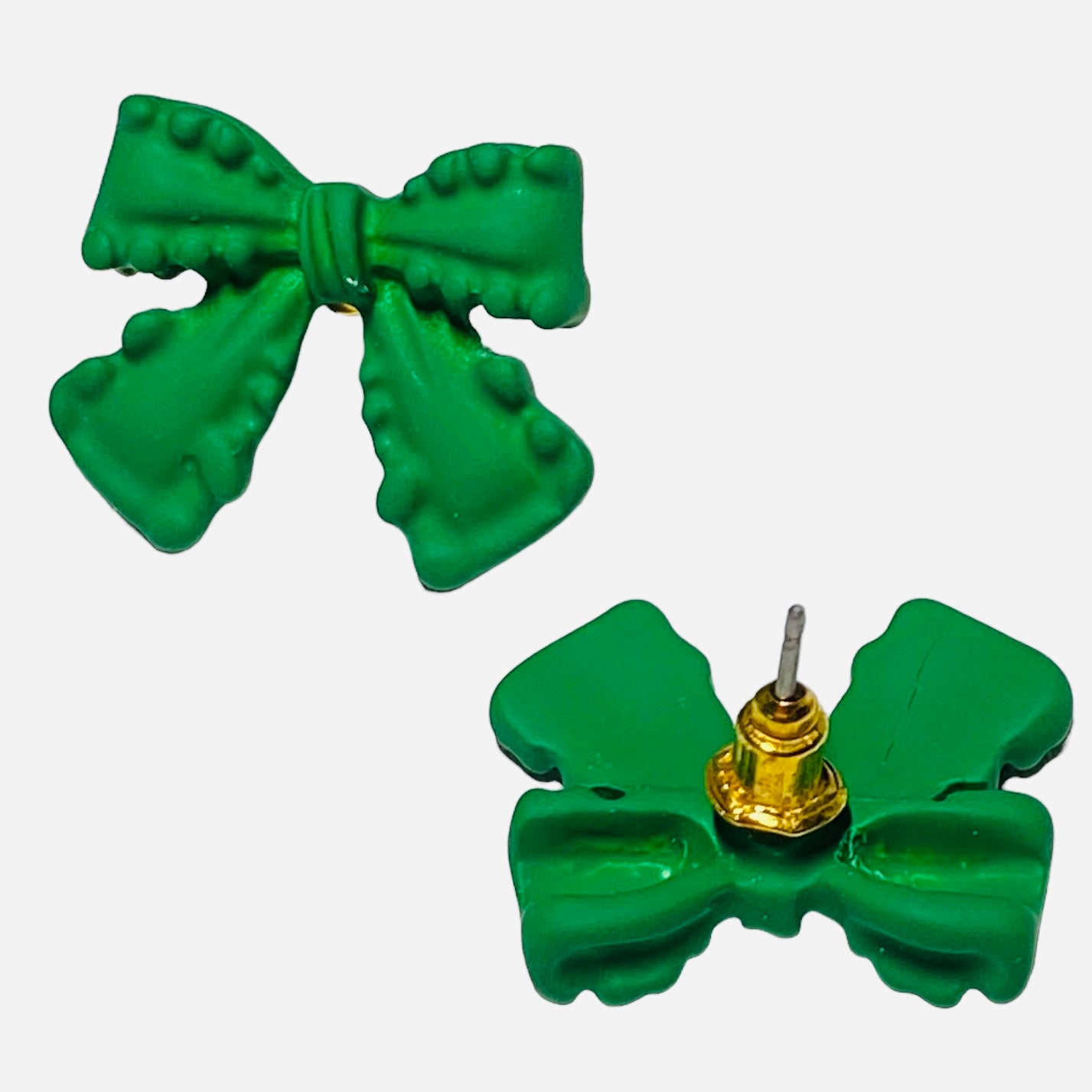 Green Bow Earring Studs