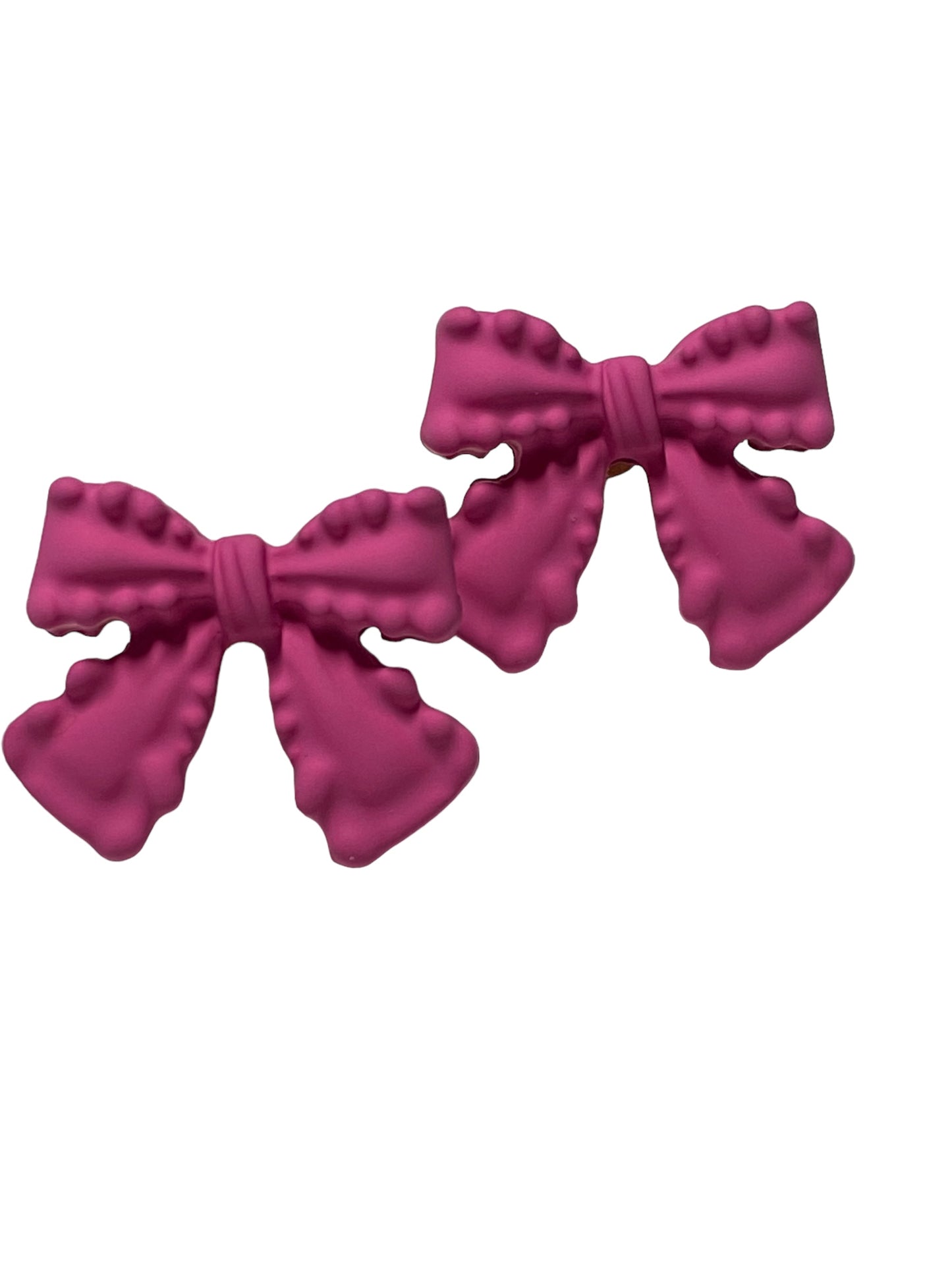 Hot Pink Bow Earring Studs