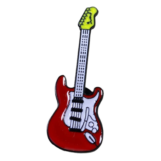 Red & White Guitar Enamel Pin