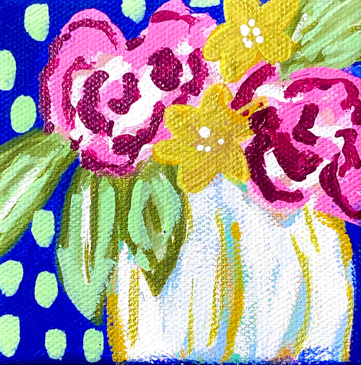 Flowers in White Vase 4x4