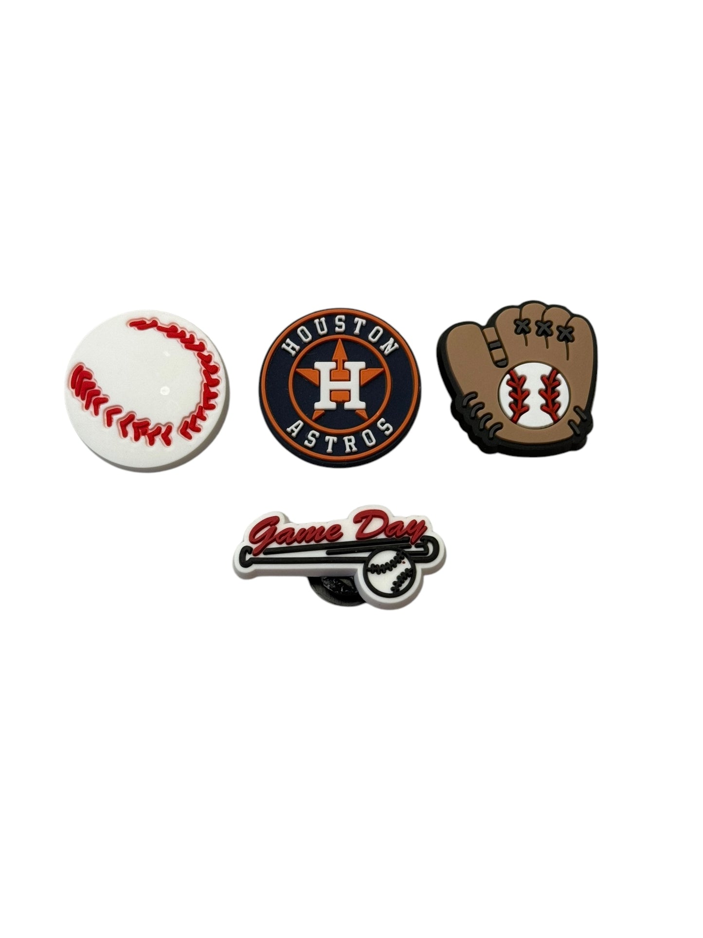 Houston Astros Baseball Themed Croc Charm 4 pack